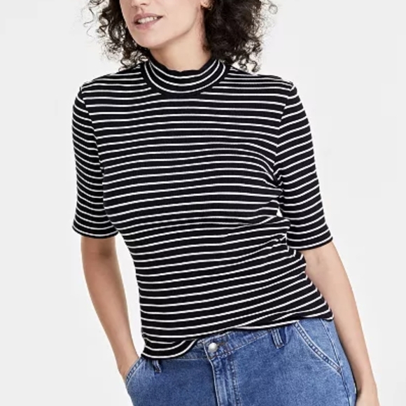 Macy's On 34TH Women's Mock Neck Elbow-Sleeve Top Sz Sm - Picture 13 of 13